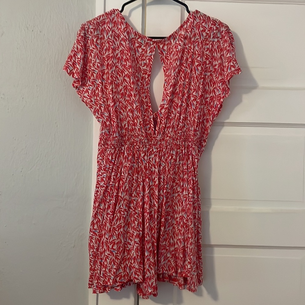 Red Patterned Romper - Picture 2 of 2